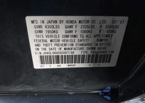 2008 Acura Tsx z USA, uszkodzony, nr VIN JH4CL96858C007198